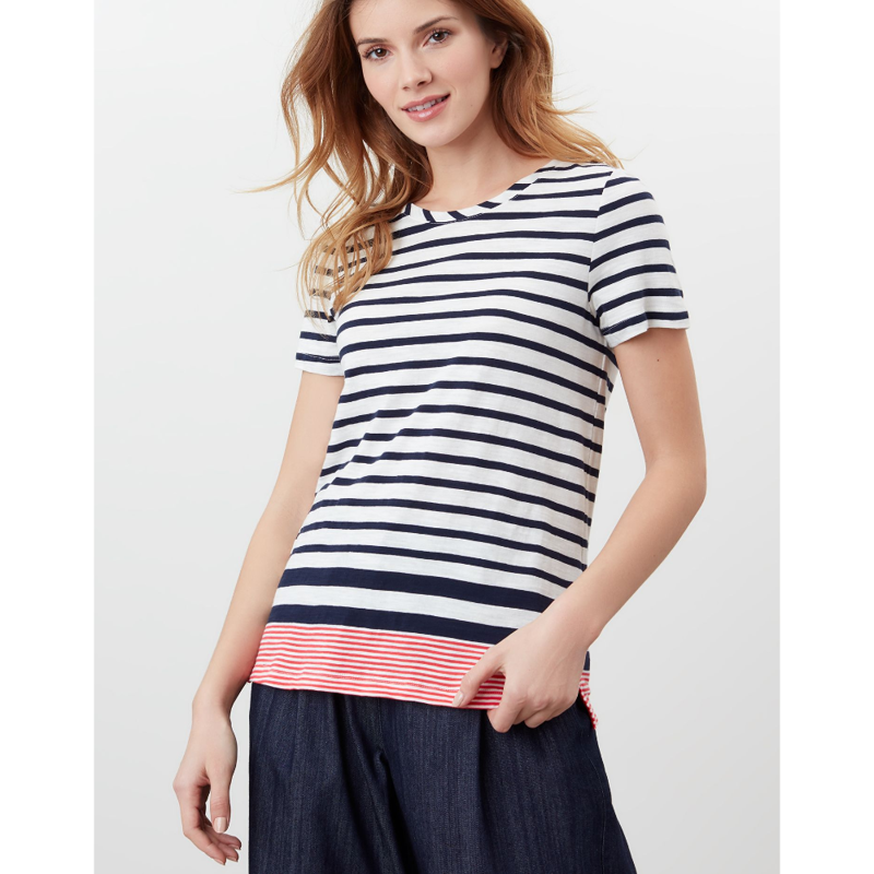Joules Carley Stripe Ladies T-Shirt - Navy/Cream/Red Stripe -1